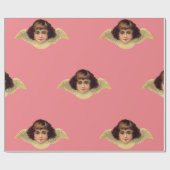 ヴィンテージエンジェルINピンクのバレンタインデーのギフトラップ ラッピングペーパー (フラット)