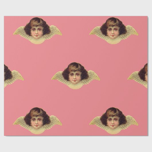 ヴィンテージエンジェルINピンクのバレンタインデーのギフトラップ ラッピングペーパー (フラット)