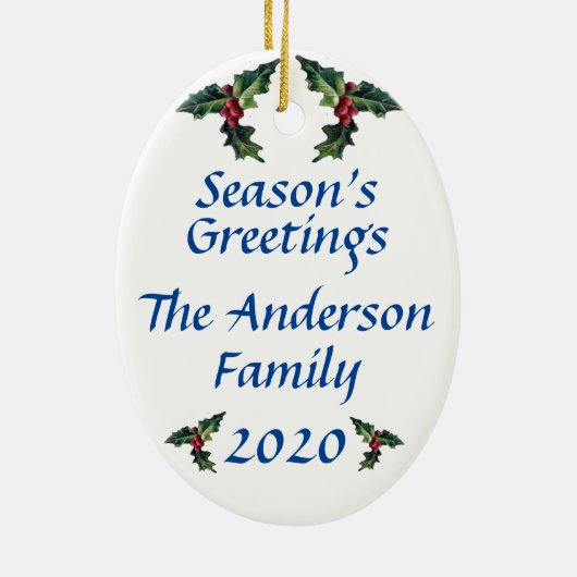 ヴィンテージエンジパーソナライズされたェル セラミックオーナメント (裏面)