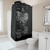 ヴィンテージエンジンブロック青写真ダイアグラム – メンズカー シャワーカーテン (インサイチュ)