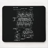 ヴィンテージエンジンブロック青写真ダイアグラム – メンズカー マウスパッド (正面)