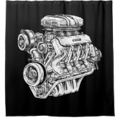 ヴィンテージエンジンブロック – メンズカー&整備士ガレージ シャワーカーテン (正面)