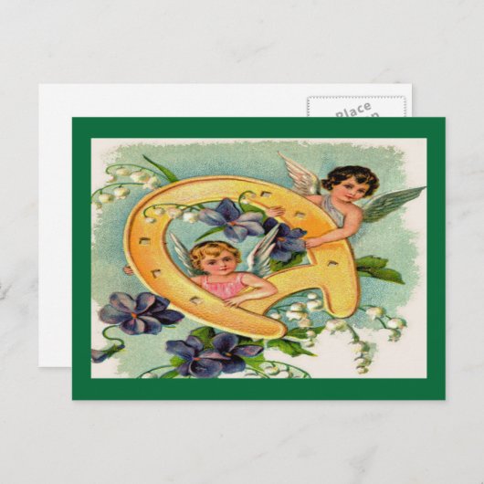 ヴィンテージエンゼルズブリングラック誕生日 ポストカード (正面/裏面)