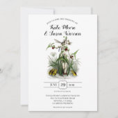 ヴィンテージエンチャントガーデンフェアリー結婚グリーン 招待状 (正面)