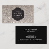 ヴィンテージエンブレムオンシルバーグリッター名刺 名刺 (正面/裏面)