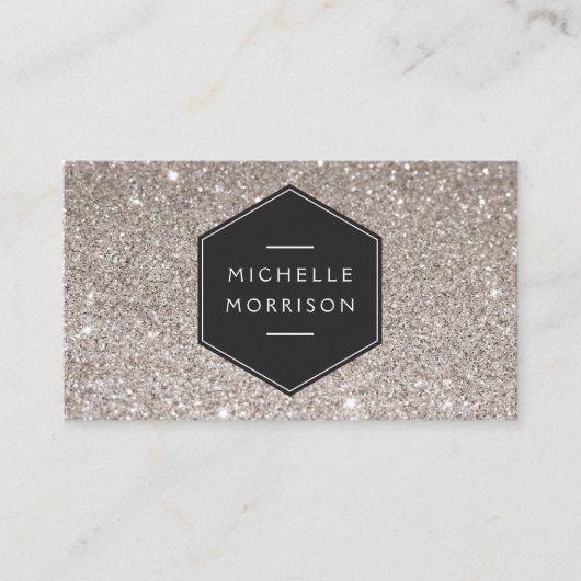 ヴィンテージエンブレムオンシルバーグリッター名刺 名刺 (正面)