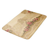 ヴィンテージエンボススタイル金ゴールド及び赤色フローラ バスマット (アングル)