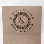 ヴィンテージエンボスバラリース、クラフト紙結婚ズ 三つ折り招待状 (内部最初)