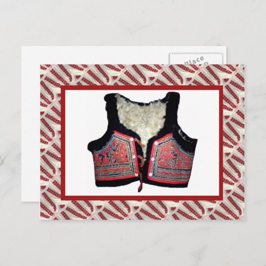 ヴィンテージエンボスフォーク衣装ベスト ポストカード (正面/裏面)