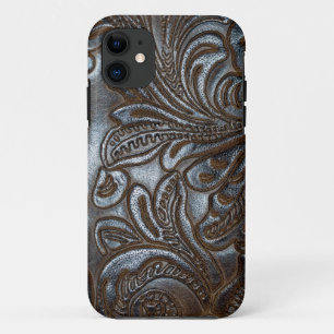 ヴィンテージエンボスブラウンレザーケースメイトiPhone CA iPhone 11 ケース