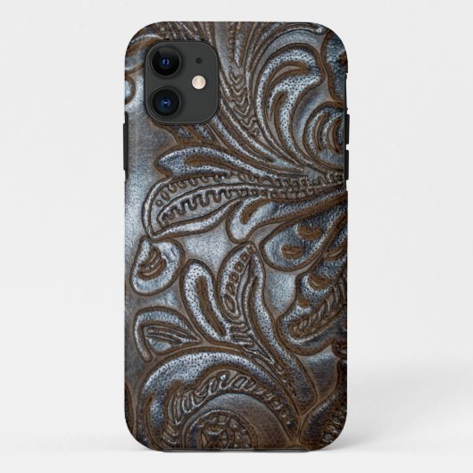 ヴィンテージエンボスブラウンレザーケースメイトiPhone CA Case-Mate iPhoneケース (裏面)