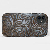 ヴィンテージエンボスブラウンレザーケースメイトiPhone CA Case-Mate iPhoneケース (裏面(横))
