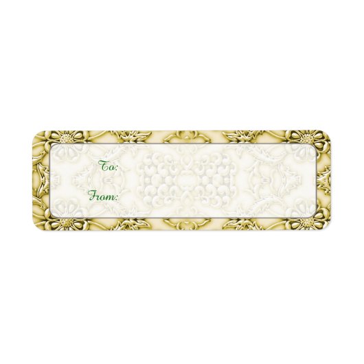 ヴィンテージエンボス金属金箔フローラデザイン ラベル (正面)