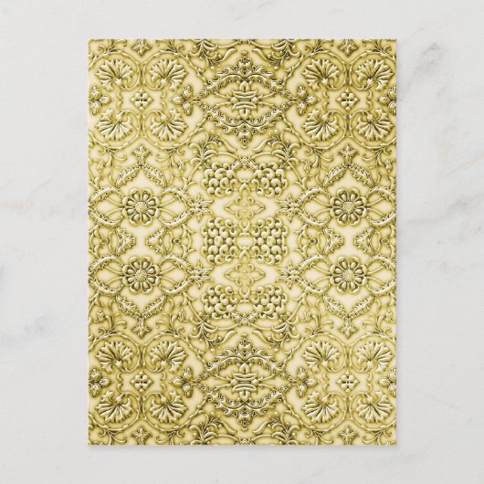 ヴィンテージエンボス金箔フローラデザイン ポストカード (正面)