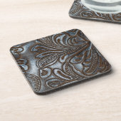 ヴィンテージエンボス革 コースター (左側)