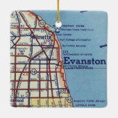 ヴィンテージエヴァンズタウンILの地図 セラミックオーナメント (裏面)