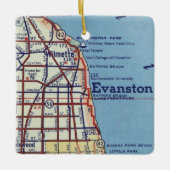 ヴィンテージエヴァンズタウンILの地図 セラミックオーナメント (正面)