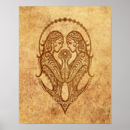 ヴィンテージエージジェミニ〔占星術の〕十二宮図 ポスター