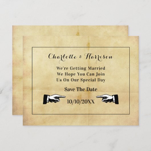 ヴィンテージエージド遭難スタイル日付保存 セーブザデート (正面/裏面)