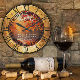 ヴィンテージエージング紅葉の森林パス ラウンド壁時計