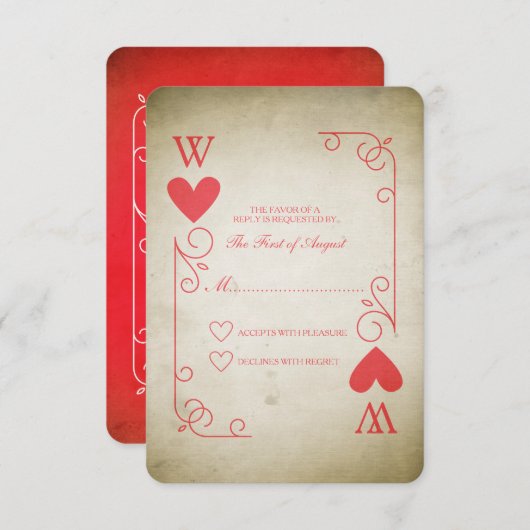 ヴィンテージエースハートウェディングRSVP 出欠カード (正面/裏面)