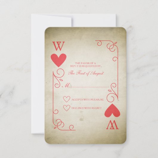 ヴィンテージエースハートウェディングRSVP 出欠カード (正面)