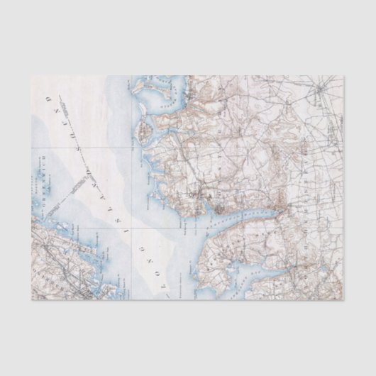 ヴィンテージオイスターベイロングアイランドニューヨークの地図 薄葉紙 (正面)