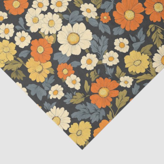 ヴィンテージオインスパイアレンジおよび黄色デイジーフローラ 薄葉紙 (詳細)