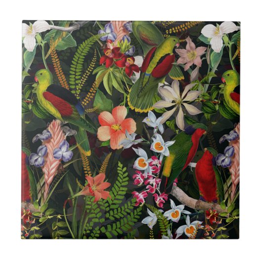 ヴィンテージオウムのジャングル1パターン タイル (正面)