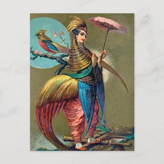 ヴィンテージオウム少女はがき ポストカード (正面)