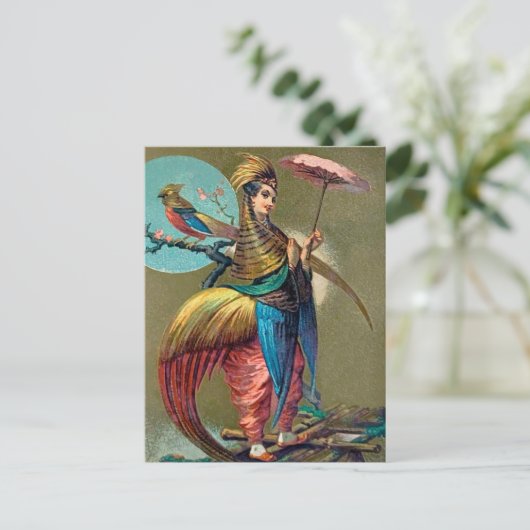 ヴィンテージオウム少女はがき ポストカード (スタンド正面)