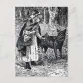 ヴィンテージオオカミと森の赤い乗馬フード ポストカード (正面)