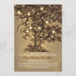 ヴィンテージオカシ結婚の素朴な記念日 招待状<br><div class="desc">古い素朴なオークの木と文字列の光は結婚の記念日の招待状</div>