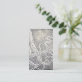 ヴィンテージオクトパスシルバーピューターグレーウォーターカラー 名刺 (スタンド正面)