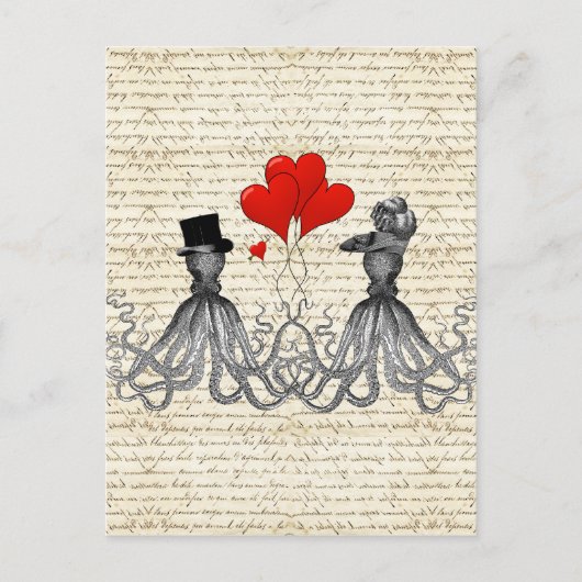 ヴィンテージオクトピとハート ポストカード (正面)