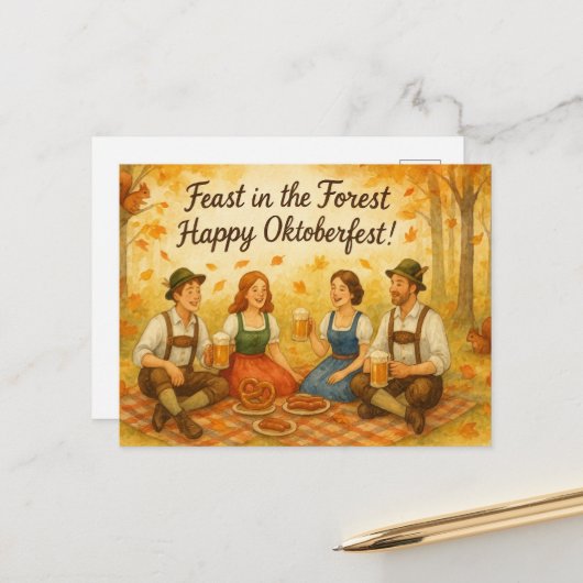 ヴィンテージオクトーバーフェストトーストはがき ポストカード (正面/裏面インサイチュ)