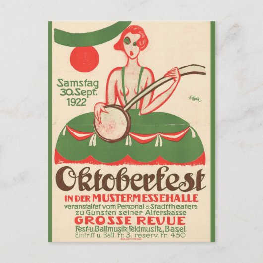 ヴィンテージオクトーバーフェストビールパーティー旅行ポスター ポストカード (正面)