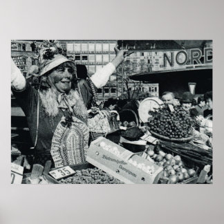 ヴィンテージオクトーバーフェスト、ミュンヘン、市場のフルーツのベンダー ポスター