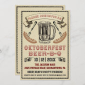 ヴィンテージオクトーバーフェストBeer-B-Qパーティの招待状 招待状 (正面/裏面)