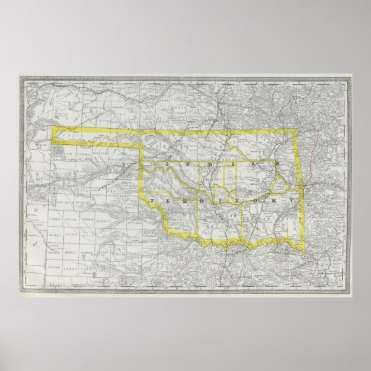 ヴィンテージオクラホマの地図(1889) ポスター (正面)