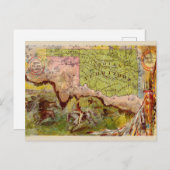 ヴィンテージオクラホマ図画インディアン域地図 ポストカード (正面/裏面)