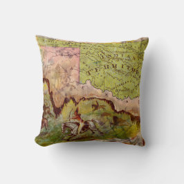 ヴィンテージオクラホマ州のインディアン地図 クッション
