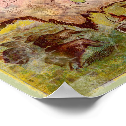 ヴィンテージオクラホマ州のインディアン地図 ポスター (角)