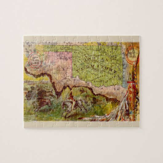 ヴィンテージオクラホマ画像インディアン地域図 ジグソーパズル (横)