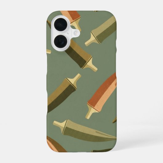 ヴィンテージオクラ柄 iPhone 16ケース (裏面)