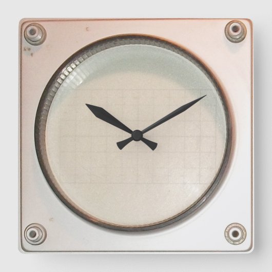 ヴィンテージオシロスコープ表示画面時計 スクエア壁時計 (正面)