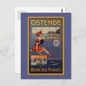 ヴィンテージオステンドサマービーチ旅行入浴美しい ポストカード (正面/裏面)