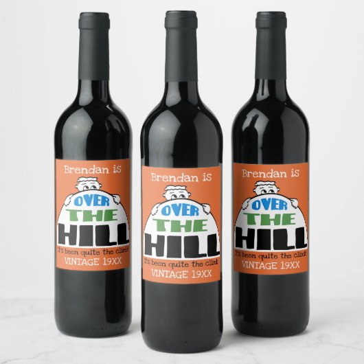 ヴィンテージオスパーソナライズされた誕生日オーバーザヒル ワインラベル (ボトル)