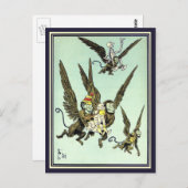 ヴィンテージオズの魔法使い飛んでいるドロシーとサル ポストカード (正面/裏面)