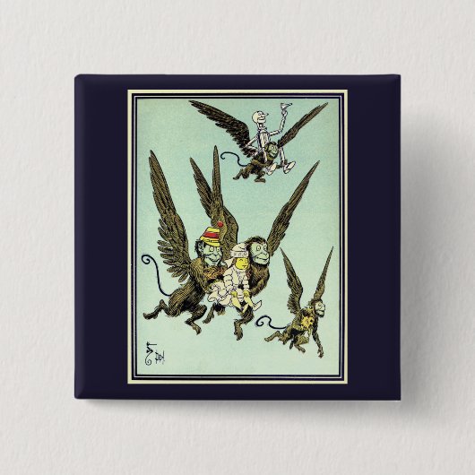 ヴィンテージオズの魔法使い飛んでいるドロシーとサル 缶バッジ (正面)